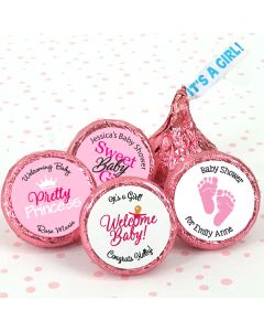 Baby Girl Personalized "It's A Girl" Plume Hersheyﾒs Kisses