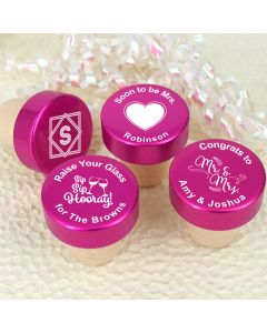 Personalized Pink Aluminum Top Bottle Stopper