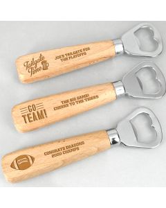 Wood Handle Bottle Opener - Sports Themed