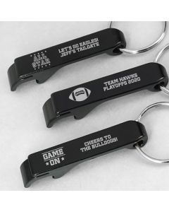 Black Aluminum Keychain Bottle Opener - Sports Themed