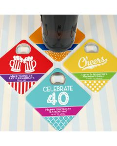 Adult Birthday Personalized Bottle Opener Coasters