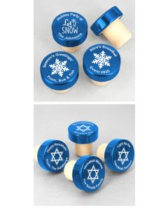 Holiday Personalized Blue Aluminum Top Bottle Stopper