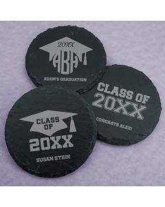 Graduation Round Slate Coasters