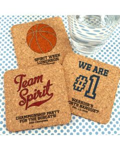 Sports Themed Personalized Square Cork Coasters