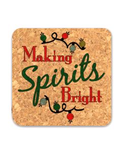 Making Spirits Bright Square Cork Coasters (Set of 4)
