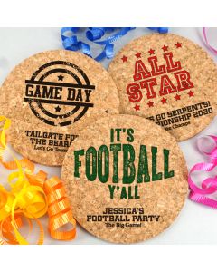 Sports Themed Personalized Round Cork Coasters 