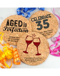 Adult Birthday Round Cork Coasters