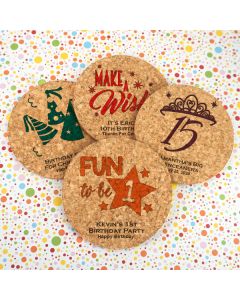 Kids Birthday Round Cork Coasters