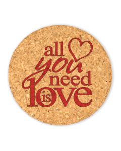 All You Need Is Love Round Cork Coaster Wedding Favors (Set of 4)