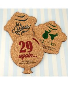 Adult Birthday Theme Shaped Cork Coaster