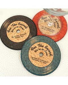 Personalized Vinyl Record Cork Coaster