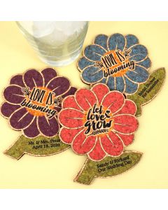 Personalized Spring Flower Cork Coaster