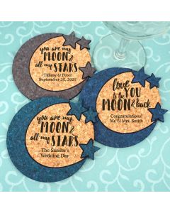 Wedding Moon & Stars Cork Coaster